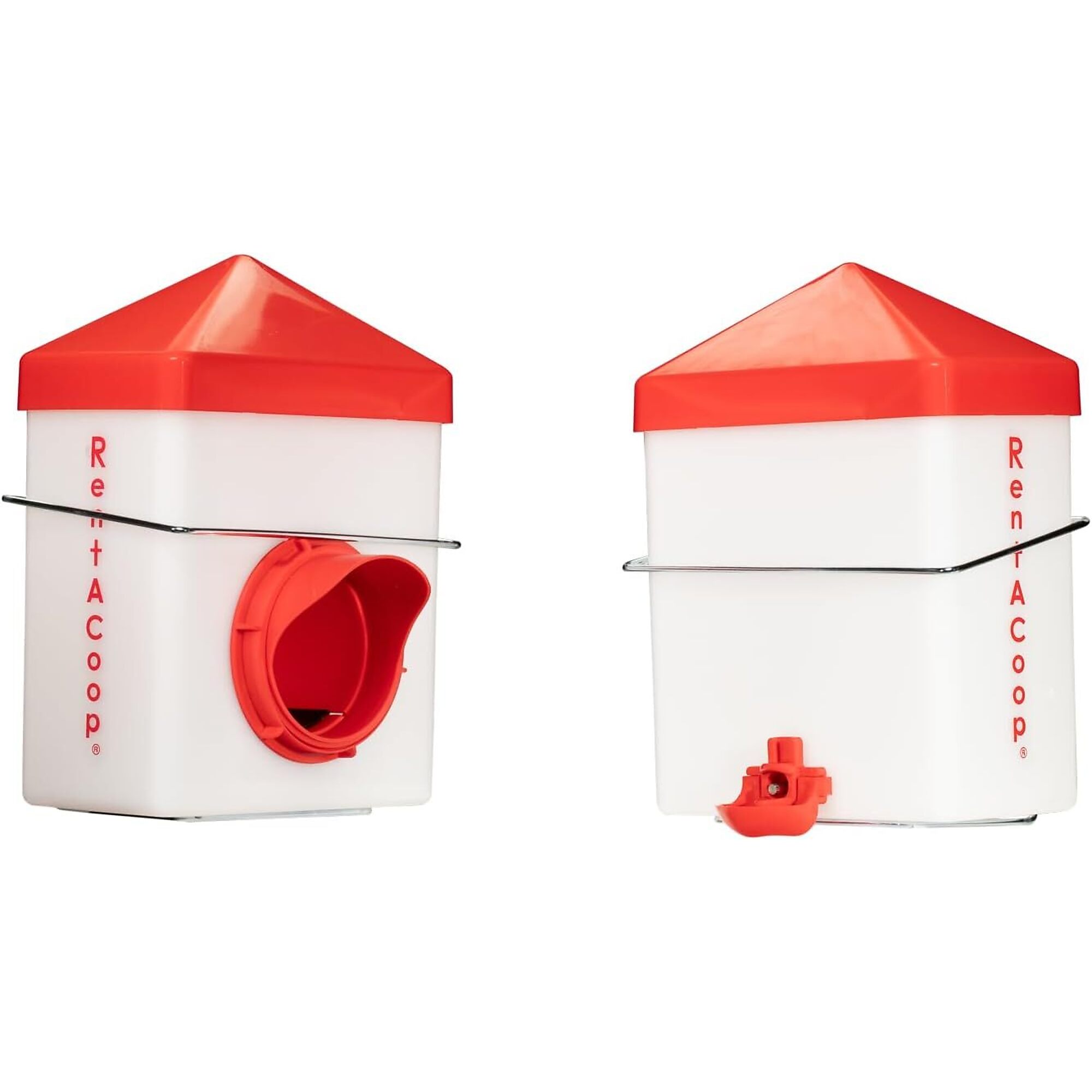 RentACoop, 2.5lb Chick2Chicken Medium Port Feeder and 64Oz (2 L) Drinker Set for Chicks, Chickens, Quail, and Other Small Birds, Model# PL-DRFD-SET